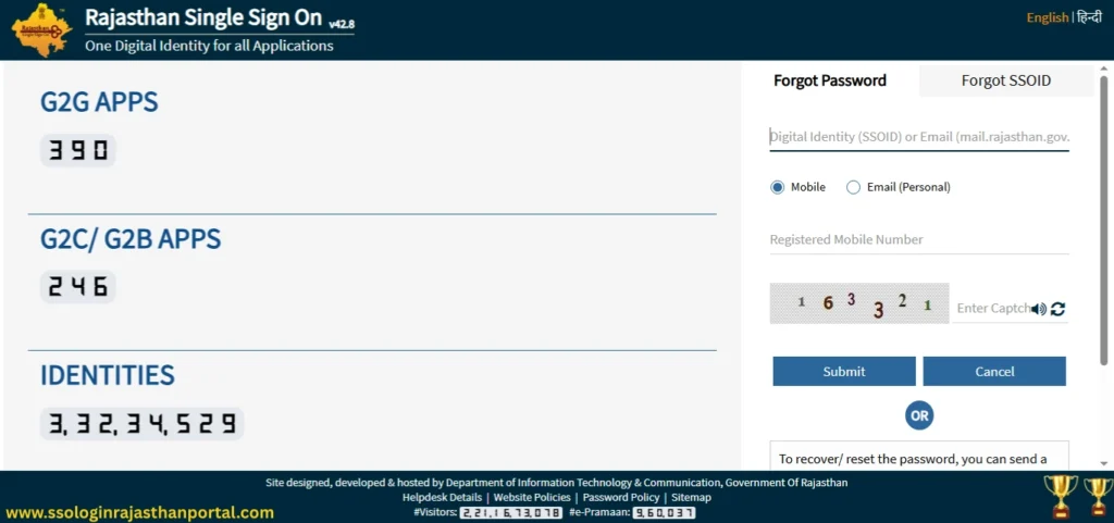 SSO ID Forgot Password